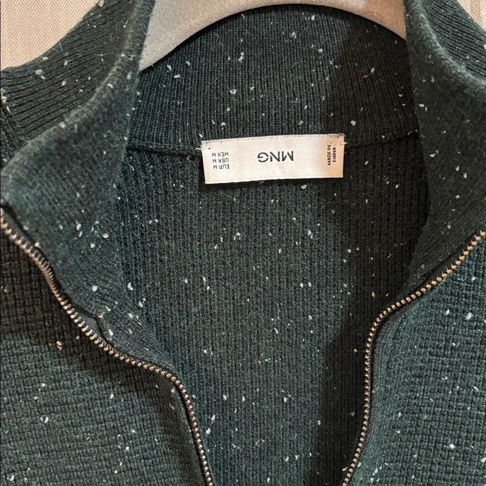 Mango Dark Green Speckled Half-Zip Sweater - Picture 4 of 6